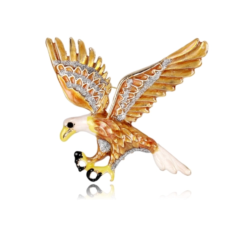 Broche de Águila Vintage para Mujeres Hombres Aleación Diamantes de Imitación Esmalte Animal Pájaro Alfiler Moda Pintado Joyería Accesorio Regalo