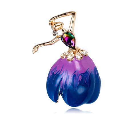 Elegante Spilla Ragazza di Balletto Lega di Zinco Smalto Sfumato Strass Colorati Spilla Corsage per Donna Accessori Quotidiani