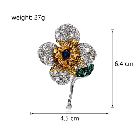 Luxuriöse Zinklegierung Blume Brosche Strass Pavé Vintage Floral Brustnadel Für Damen Anzug Mantel Kunstschmuck Geschenk
