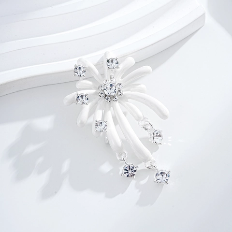 Elegant Alloy Enamel Fireworks Brooch Pin With Rhinestone Tassel Dangle For Women Fashion Wedding Jewelry Accessories