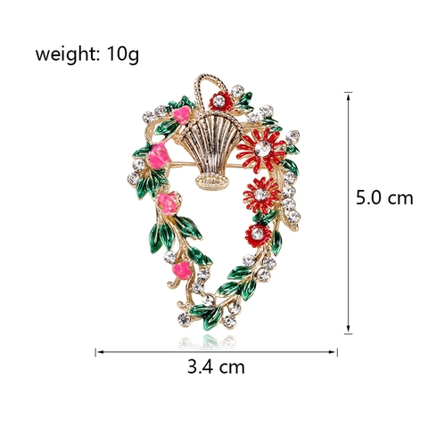Vintage Bloemenmand Madeliefje Brosche Elegante Emaille Zinklegering Strass Bloemenkrans Brosche Voor Dames Mode Sieraden Cadeau