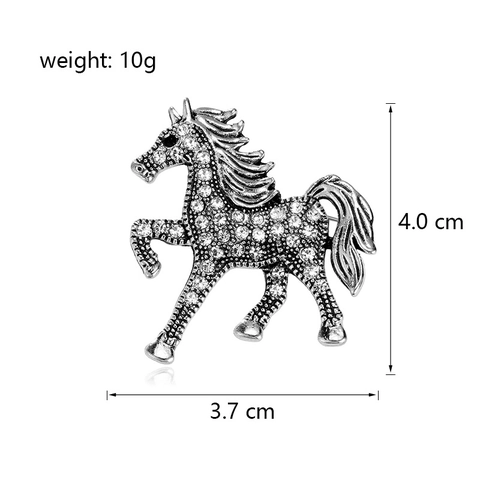 Vintage Rennendes Pferd Brosche Für Damen Herren Zinklegierung Tierform Brosche Anstecknadel Strass Reversnadel Schmuck Geschenk