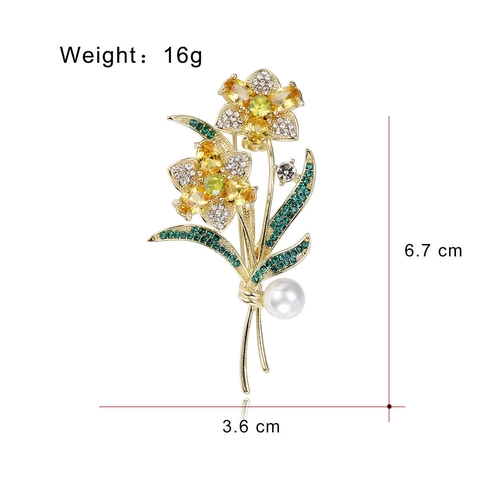 Elegante Spilla a Forma di Rosa in Lega di Zinco Nuovo Stile Cinese Strass Perla Artificiale Corsage Floreale per Accessorio Completo Donna