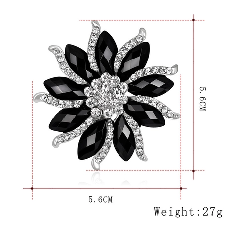 Vintage Legierung Schwarze Blume Brosche Für Damen Strass Eingelegt Floral Reversnadel Elegant Kleid Zubehör Schmuck Geschenk