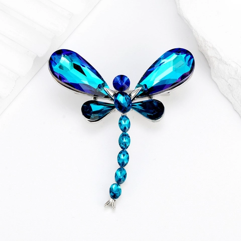 Spilla in Lega di Cristallo a Forma di Libellula di Lusso per Donna Moda Strass Insetto Distintivo per Abito Gioielli
