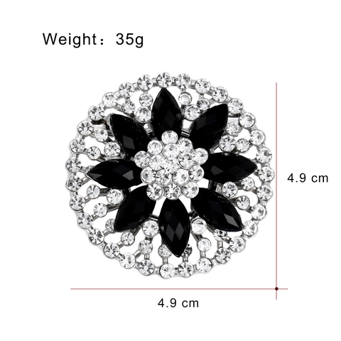 Elegante Spilla a Fiore in Lega Con Strass e Pietre Preziose Artificiali Nere Spilla Vintage per Donna Matrimonio Gioielli