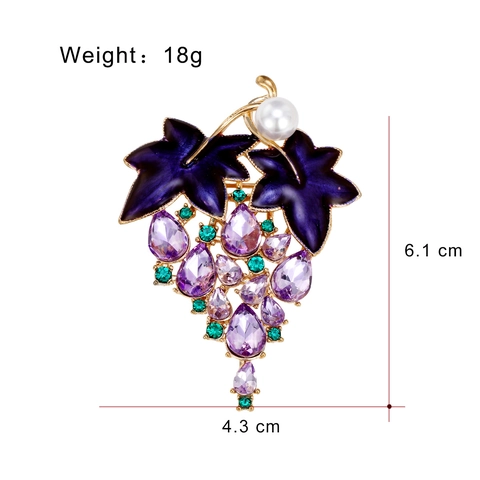 Vintage Elegante Lila Traube Legierung Brosche Mit Strass Und Künstlicher Perle Gold Emaille Blatt Korsett Pin Für Damen Hochzeit