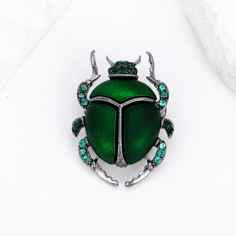 Creative Alloy Rhinestone Beetle Brooch Insect Shape Enamel Pin For Women Men Personalized Fashion Jewelry Daily Party Gift