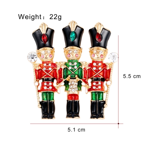 Spilla Soldato Schiaccianoci in Lega Vintage Smalto Colorato Strass Pin da Risvolto Per Uomo Donna Natale Festa Vestito Gioielli Regalo