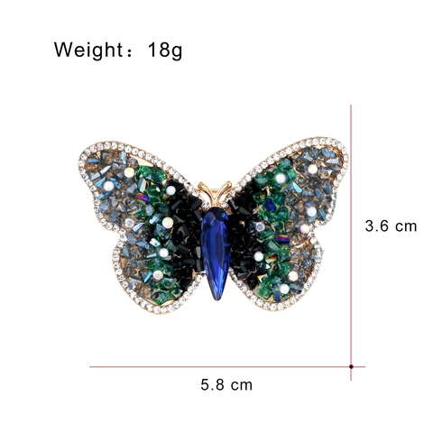 Broche de Mariposa de Aleación Vintage para Mujer Con Diamantes de Imitación Coloridos y Perlas Artificiales Joya