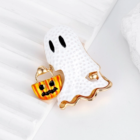Spilla in Smalto Fantasma di Halloween Con Zucca Lega di Zinco Placcato Oro Creativa Cartone Animato Pin per Festa Gioielli Unisex