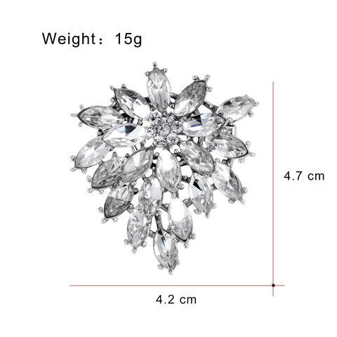 Broche de Fuegos Artificiales de Aleación Exagerado Elegante Alfiler de Copo de Nieve con Strass Corsage para Traje de Mujer Joyería
