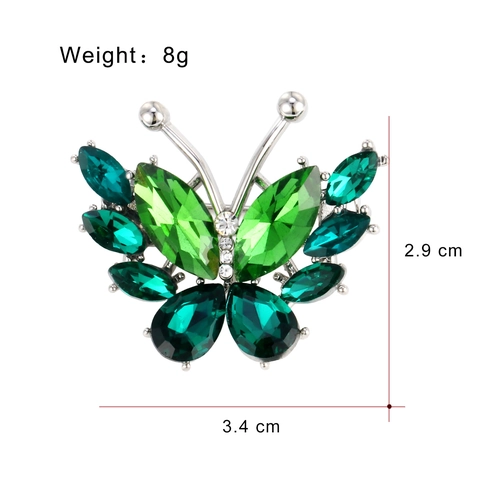Elegante Legierung Strass Schmetterling Brosche Für Damen Lila Grün Kristall Nadel Sichtschutz Anzug Corsage Mode Schmuck Accessoire