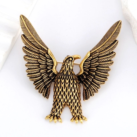 Vintage Alloy Eagle Brooch Pin For Men Women Electroplated Animal Badge Jewelry For Suit Coat Individual Fashion Accessory
