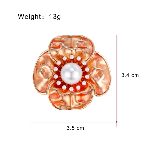 Spilla a Forma di Camelia in Smalto Vintage per Donna Lega Oro Perla Artificiale Fiore Pin Accessori per Abiti Cappotti Gioielli