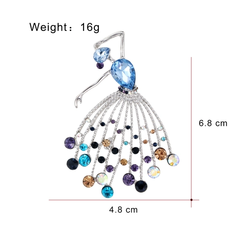 French Style Ballet Girl Dancer Brooch For Women High Grade Rhinestone Inlaid Alloy Dancing Girl Corsage Fashion Jewelry Pin Accessory