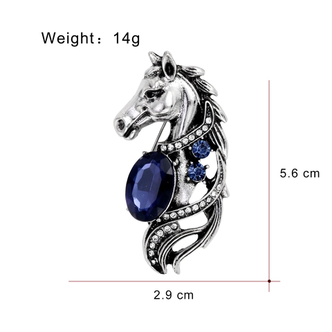 Spilla Vintage a Testa di Cavallo in Lega Antica con Strass Animale per Abito Tuxedo Gioielli Unisex Spilla Decorativa Accessorio