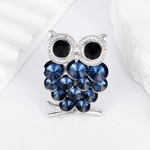 Exquisite Owl Brooch Pin For Women Alloy Rhinestone Animal Corsage For Clothing Coat Suit Banquet Party Accessories