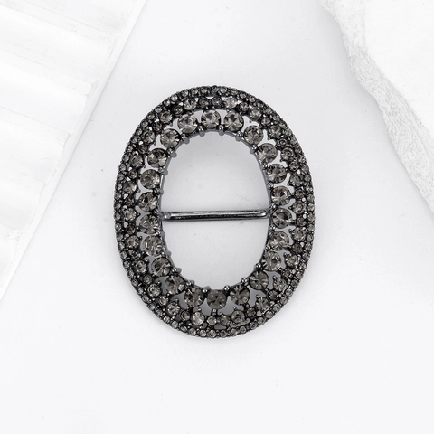 Hebilla de Bufanda de Lujo con Diamantes de Imitación Ovalados Broche de Aleación Gris Pistola Cristal Joyería para Mujer