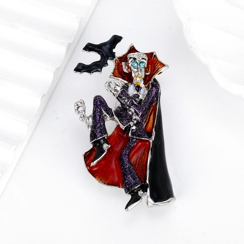 Gothic Halloween Vampir Brosche Für Damen Herren Vintage Legierung Emaille Fledermaus Anstecknadel Mit Strass Kostüm Schmuck