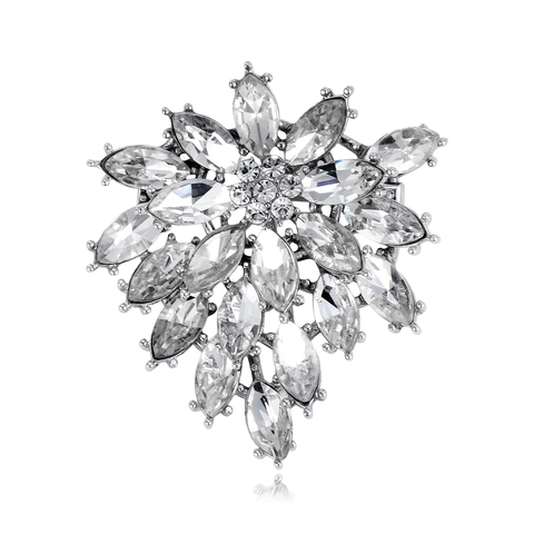 Broche de Fuegos Artificiales de Aleación Exagerado Elegante Alfiler de Copo de Nieve con Strass Corsage para Traje de Mujer Joyería