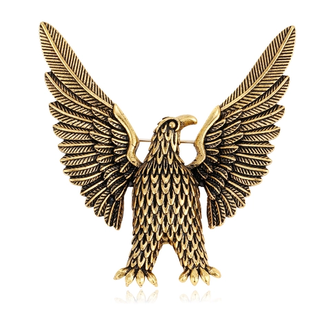 Vintage Alloy Eagle Brooch Pin For Men Women Antique Gold Silver Plated Retro Bird Animal Suit Corsage Jewelry Accessory