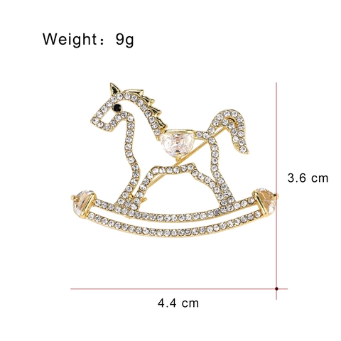 Eleganter Schaukelpferd Brosche Für Damen Herren Legierung Zirkonia Strass Anstecknadel Mode Exquisite Kindlich Schmuck Zubehör Geschenk
