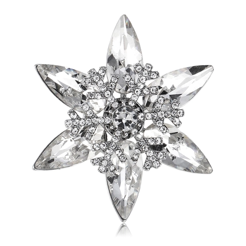 Élégante Broche Flocon de Neige pour Femmes Luxe de Niche Strass Alliage Épingle de Costume Noël Hiver Bijoux Accessoires