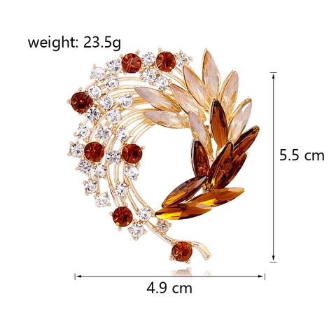 Elegant Alloy Floral Brooch Luxurious Crystal Phoenix Tail Rhinestone Inlaid Corsage For Women Suit Sweater Jewelry Gift