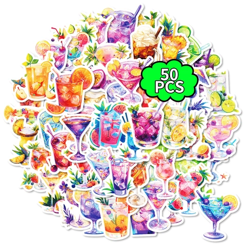 Aquarell Cocktail Getränk Graffiti Aufkleber Wasserdicht Ästhetik Getränke Decals Für Scrapbooking Laptop Gepäck Schreibwaren Dekor Set
