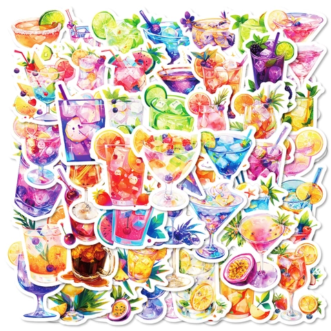 Aquarell Cocktail Getränk Graffiti Aufkleber Wasserdicht Ästhetik Getränke Decals Für Scrapbooking Laptop Gepäck Schreibwaren Dekor Set
