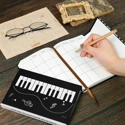 Künstlerisches Klavier Thema Hardcover Magnetisches Notizbuch Musiknoten Design Tagebuch Für Studenten Büro Schule Schreibwaren Geschenk