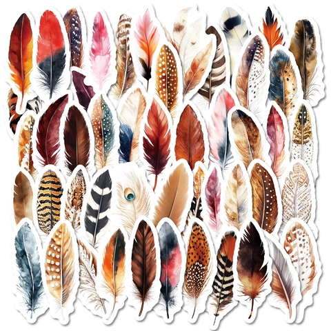 Aquarell Feder Aufkleber Wasserdicht PVC Für Scrapbook Laptop Handyhülle DIY Dekoration Süße Boho Vinyl Aufkleber