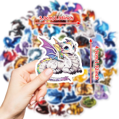 Waterproof Dragon Dinosaur Stickers For Kids Cartoon Animal Vinyl Decals For Water Bottle Laptop Suitcase Guitar Reward Stickers