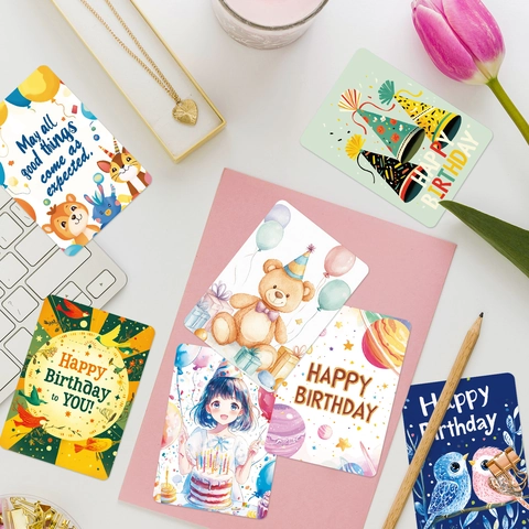 Patrones Surtidos Tarjetas Feliz Cumpleaños Mini Dibujos Animados Animal Tarjeta Felicitación Mensaje Regalo Para Fiesta Niños