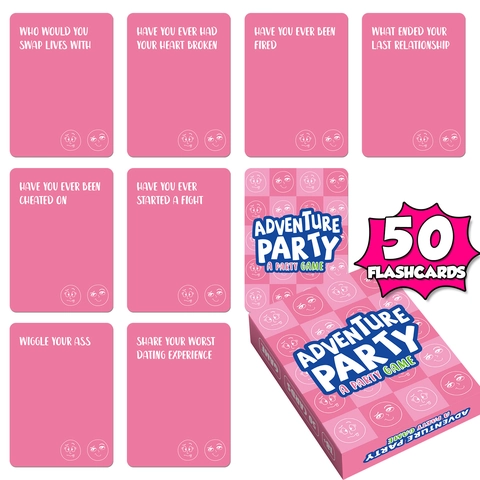 Adventure Party Juego de Cartas Rosa Interacción Social Impresión Doble Cara Preguntas Divertidas para Fiesta Adultos