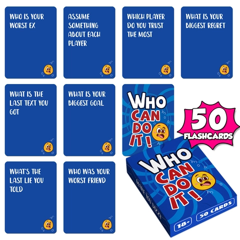 Who Can Do It Versione Inglese Carte Domande Sociali Per Incontro Amici Sfida Flashcards Divertente Gioco Da Tavolo