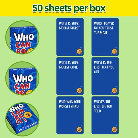 Who Can Do It Versione Inglese Carte Domande Sociali Per Incontro Amici Sfida Flashcards Divertente Gioco Da Tavolo