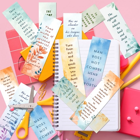 Inspirierende Aquarell Blumen Lesezeichen Mehrere Designs Wasserdichter Karton Lesezubehör Für Studenten