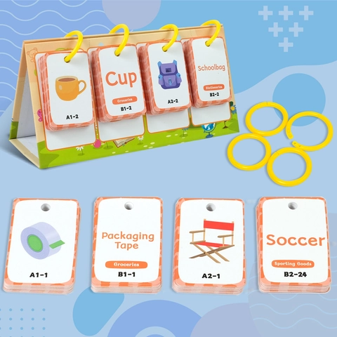 English Vocabulary Learning Flash Cards Desktop Flip Stand Educational Toy For Toddlers Kids Language Cognition Study Cards