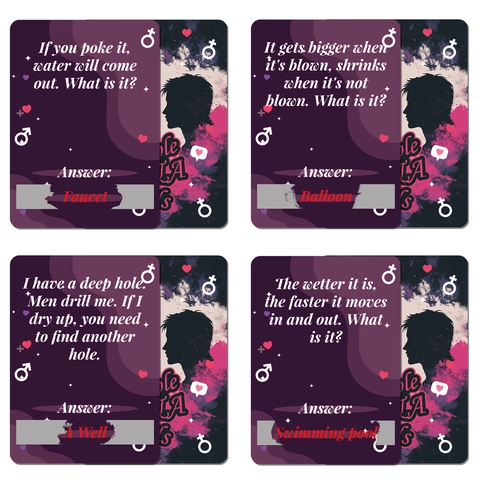 Cartas de Juego Interactivas de Adivinanzas para Parejas Doble Cara Adultos Fiesta Actividad Juegos Noche Romántica Morado