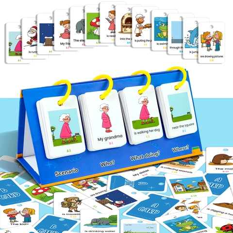 Engels Zinnen Maken Flipkaarten Voor Kinderen Educatieve Woordenschat Grammatica Training Blauwe Standaard Leer Toy