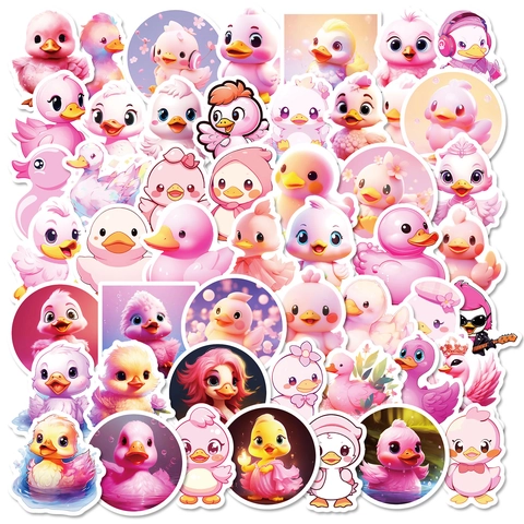 Lindas Pegatinas de Pato Rosa Dibujos Animados PVC Impermeable Graffiti Para Laptop Cuaderno Equipaje Guitarra DIY Regalo