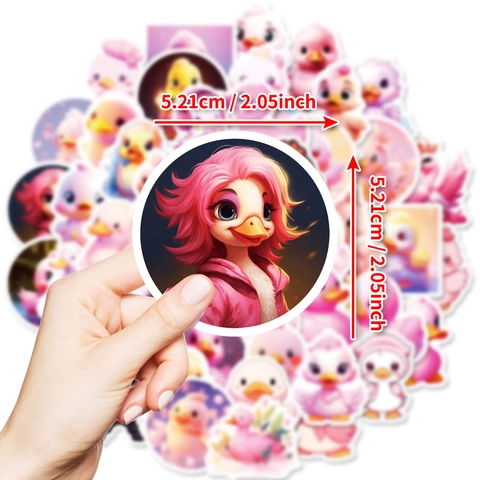 Lindas Pegatinas de Pato Rosa Dibujos Animados PVC Impermeable Graffiti Para Laptop Cuaderno Equipaje Guitarra DIY Regalo