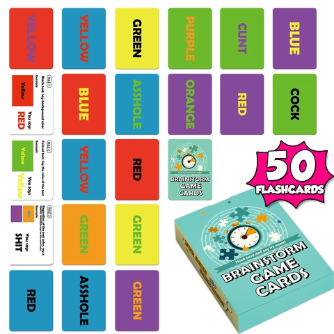 Erwachsene Party Brainstorm Kartenspiel Soziale Interaktion Stroop-Effekt Flashcards Für Versammlung Unterhaltung Spaß Bunt