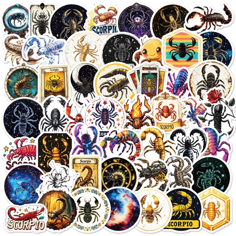 Scorpio Constellation Stickers Waterproof Vinyl Scorpion Decals For Laptop Phone Luggage DIY Journal Decorative Stickers