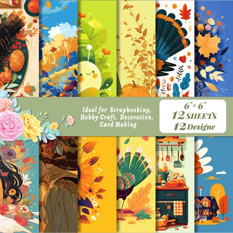 Thanksgiving Scrapbooking Papier Zonnebloem Patroon Vintage Herfst Decoratief Knutselpapier Voor Journaling DIY