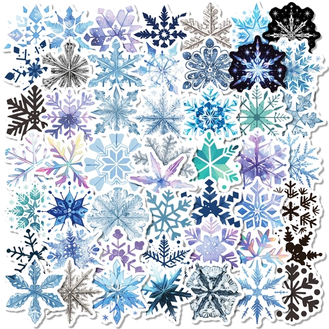 Pegatinas de Copos de Nieve Impermeables Para Decoración de Navidad Ordenador Portátil Equipaje Funda de iPad Teléfono Calcomanías de Invierno