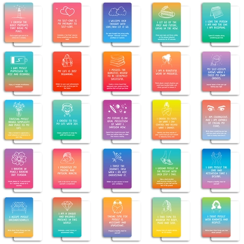 Juego de Tarjetas de Afirmación Positiva con Degradado de Arcoíris para Mindfulness Motivación Diaria de Autocuidado Citas Sugerencia de Actividad Regalo