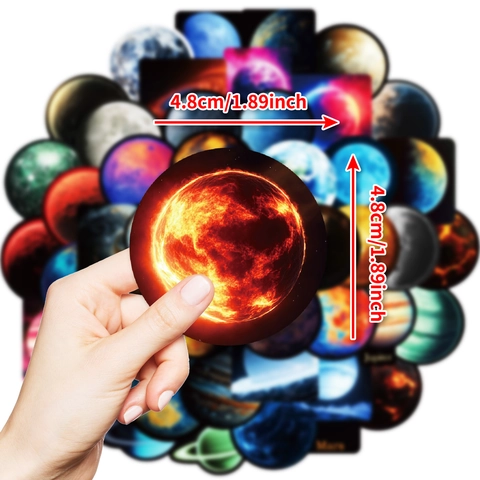 Planet Stickers Solar System Space Galaxy Waterproof Vinyl Decals For Laptop Phone Suitcase DIY Aesthetic Journaling Decoration